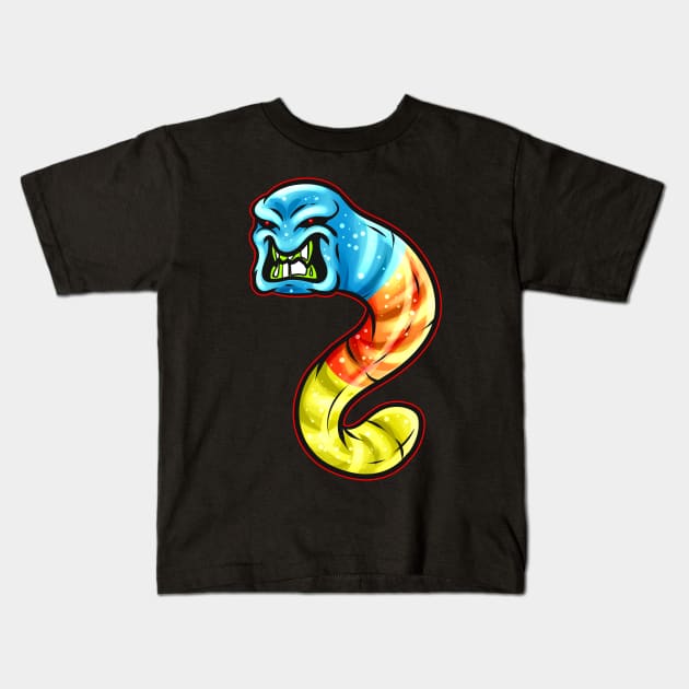 Trick Or Treat Colorful Scary Gummy Worm Tapeworm Halloween Kids T-Shirt by SinBle